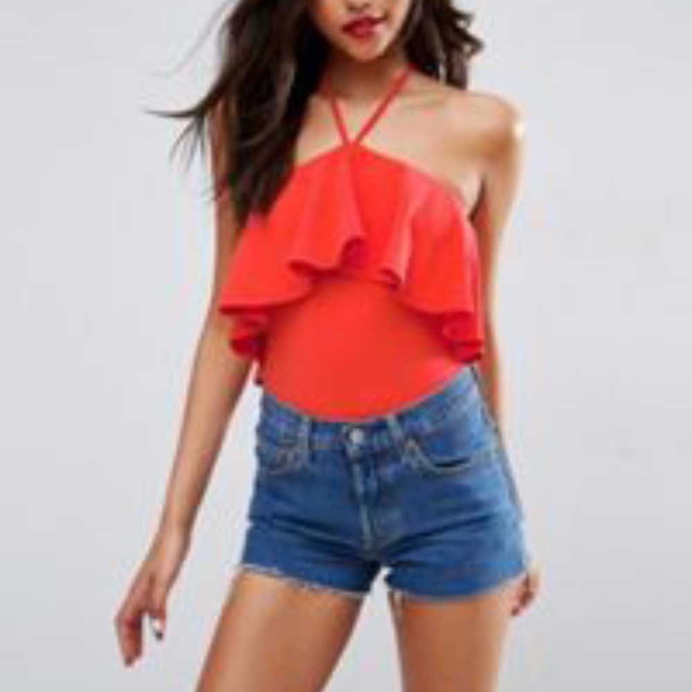 ASOS Halter Bodysuit with Ruffles